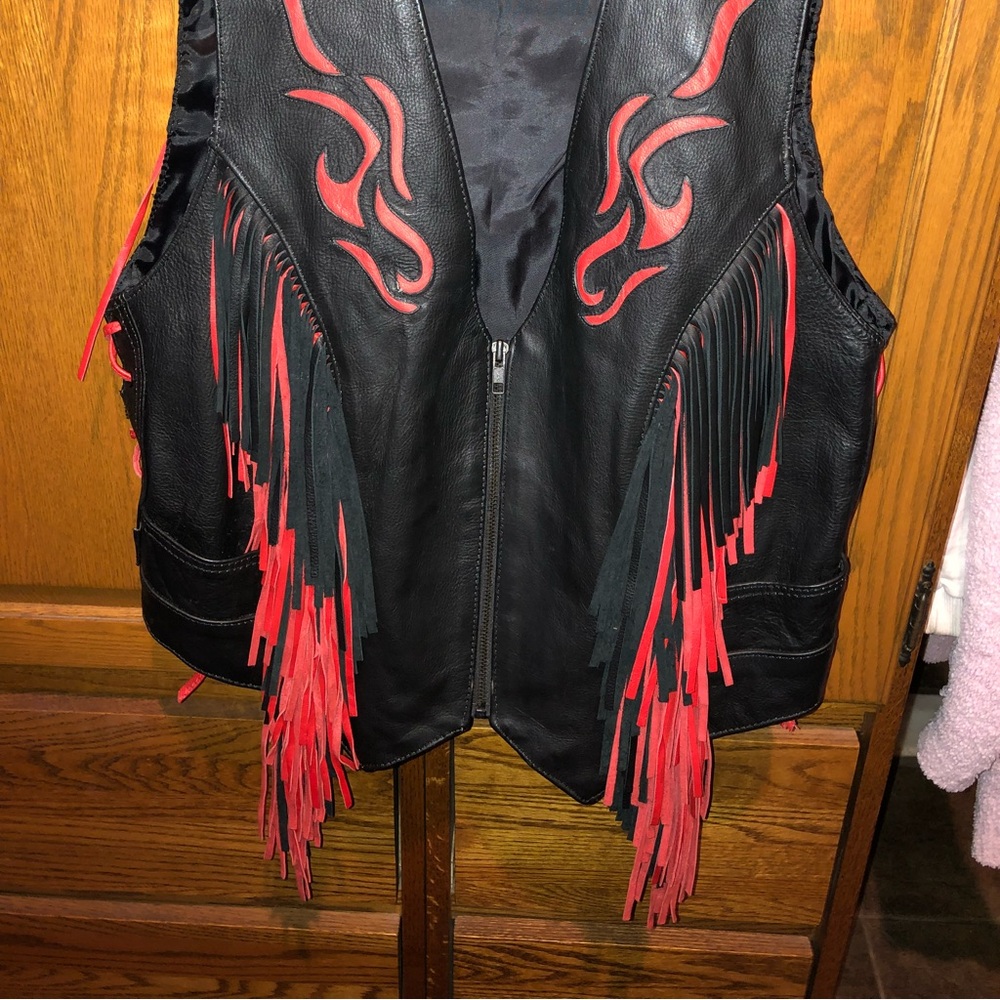 Black & Red riding gear.  Gently used. Brand: Jamin Leather